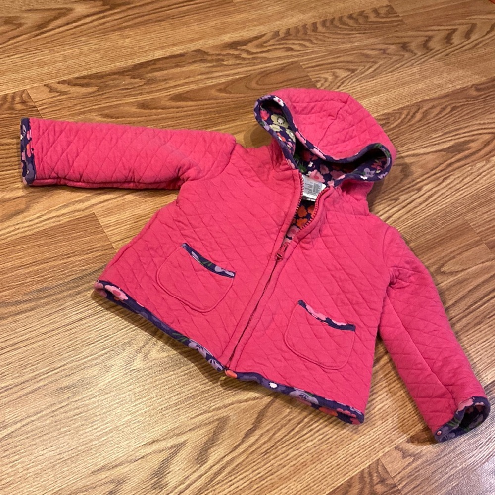 Gymboree quilted pink purple floral jacket 12-24 months